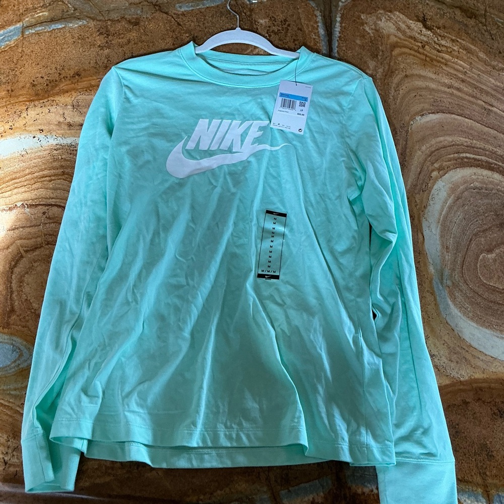 Nike Teal Long Sleeve Tee with Classic Crew Neck